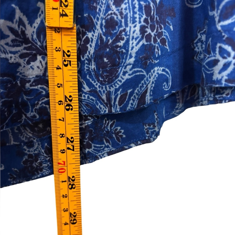 NEW Free People Rose Bud Paisley Cotton Button Up Shirt Womens Oversized Blue SM - Picture 10 of 12